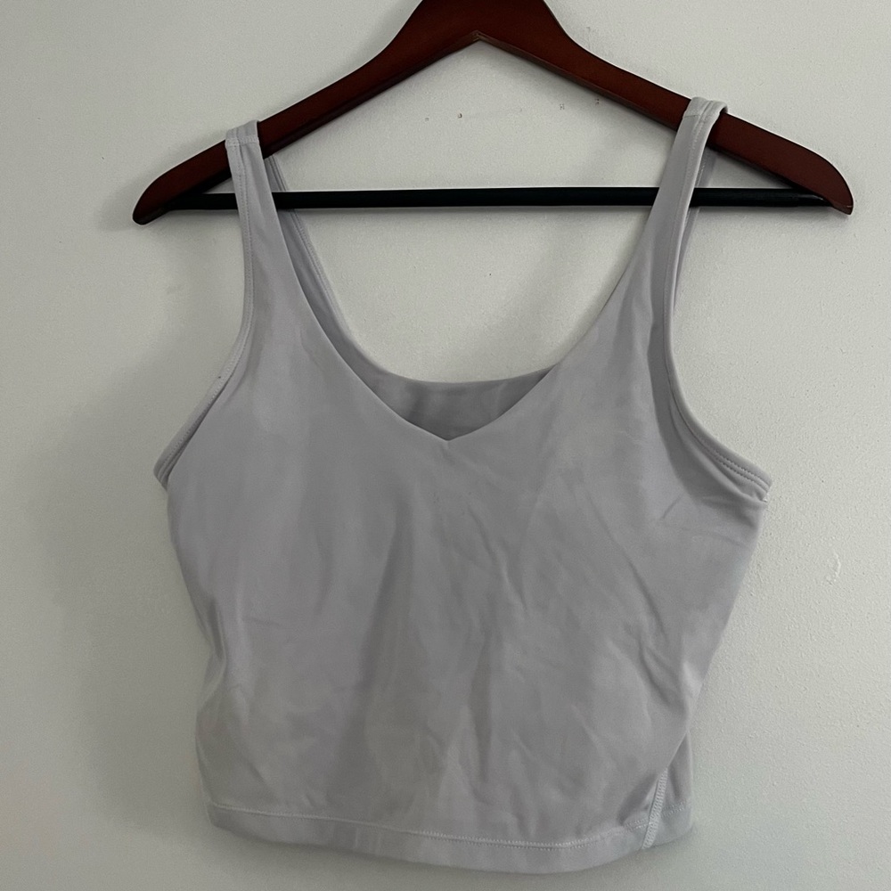 Gray Women's Tank Top Built In Bra Crop Top Athletic